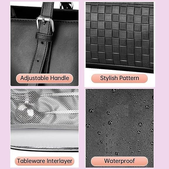 Durable women's lunch bag with integrated laptop compartment, designed for professionals and daily use.