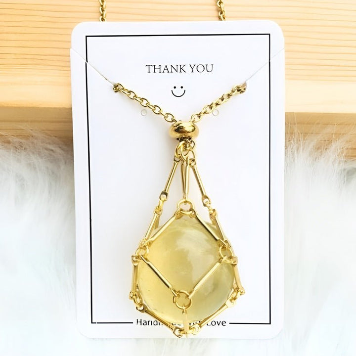 Silver women's necklace, crystal holder for healing crystals. Interchangeable gemstone pendant, spiritual gift.