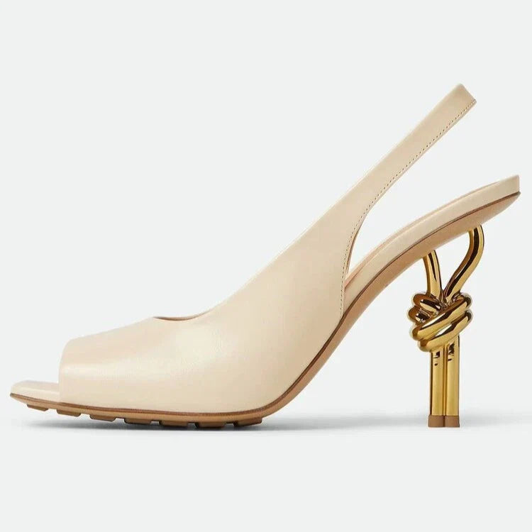 Isabella women's slingback dress heels with intricate chain detail, ideal for parties & special occasions.