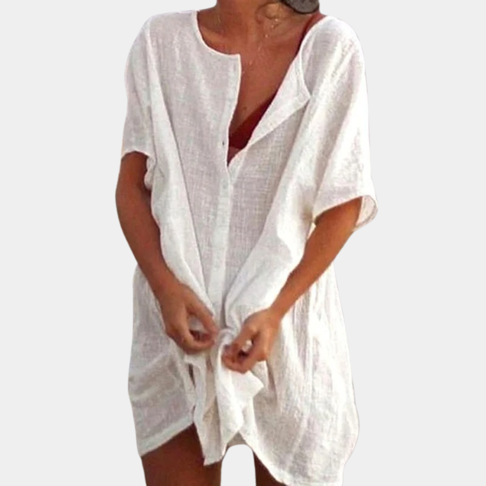 Women's Isla midi dress, lightweight cotton blend, breathable for summer casual wear