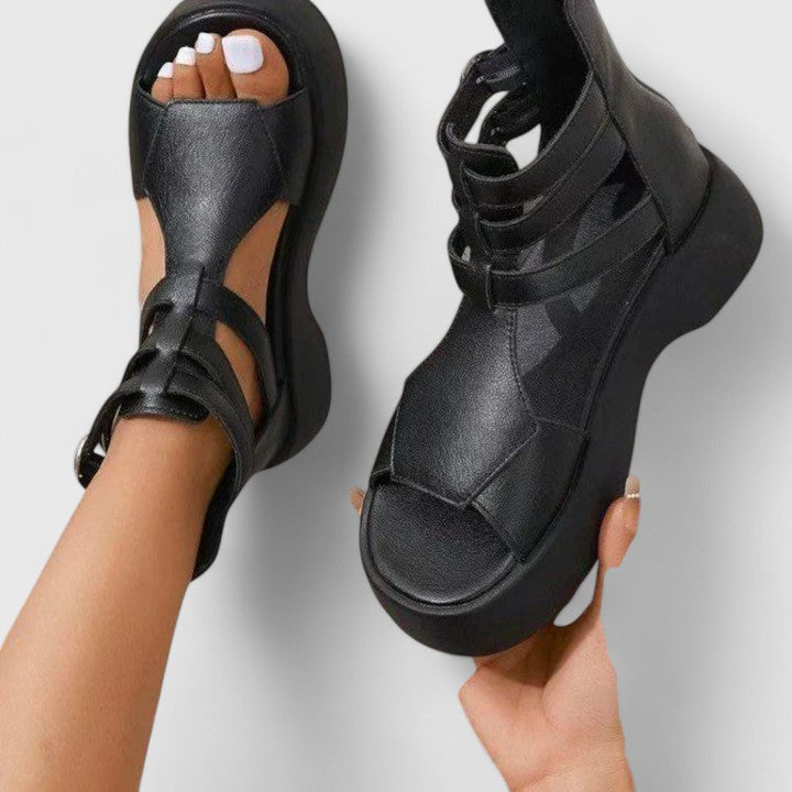 Ivana women's orthopedic platform multi-strap sandals, designed for excellent posture & arch support.