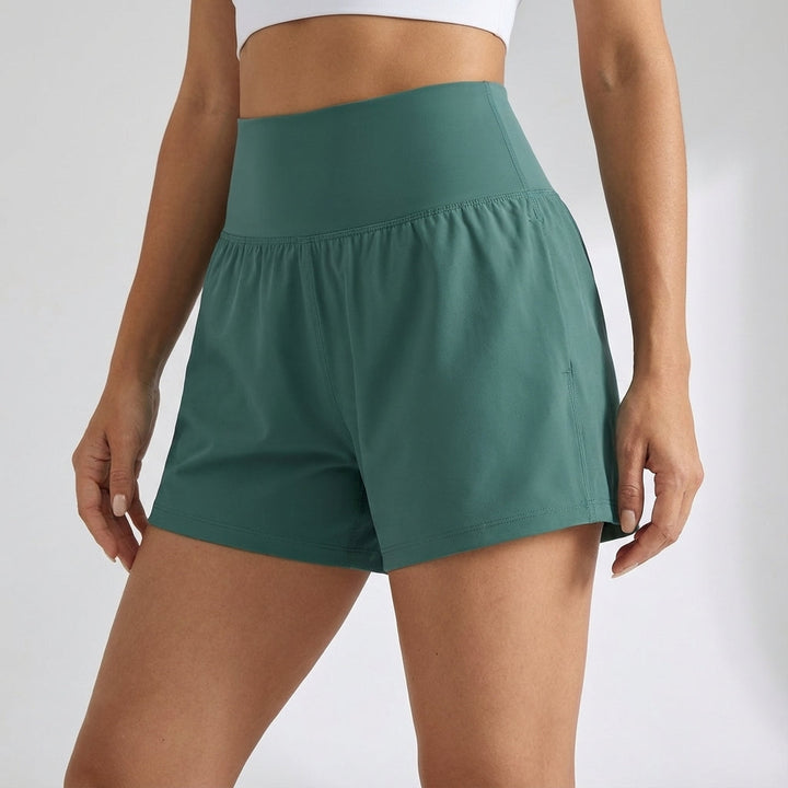 Close-up of the breathable fabric of Ivy women's 2-in-1 training shorts, perfect for activewear.