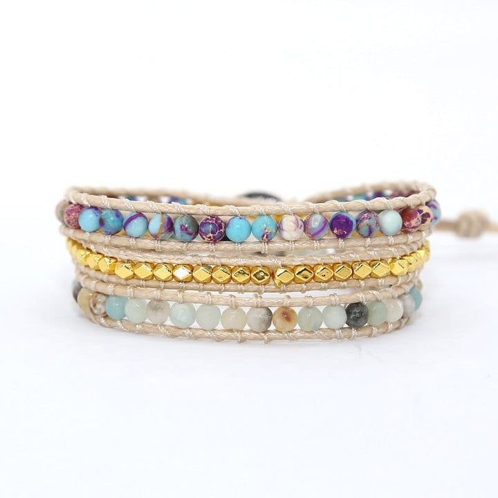 Handcrafted women's jasper boho wrap bracelet, combining agate for healing and fashion