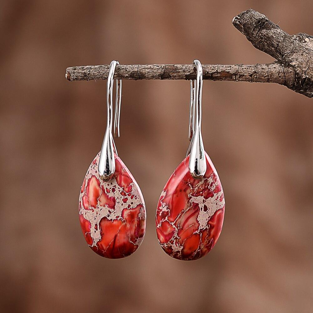Stylish women's jasper drop earrings, spiritual healing gemstone jewelry, perfect gift for her