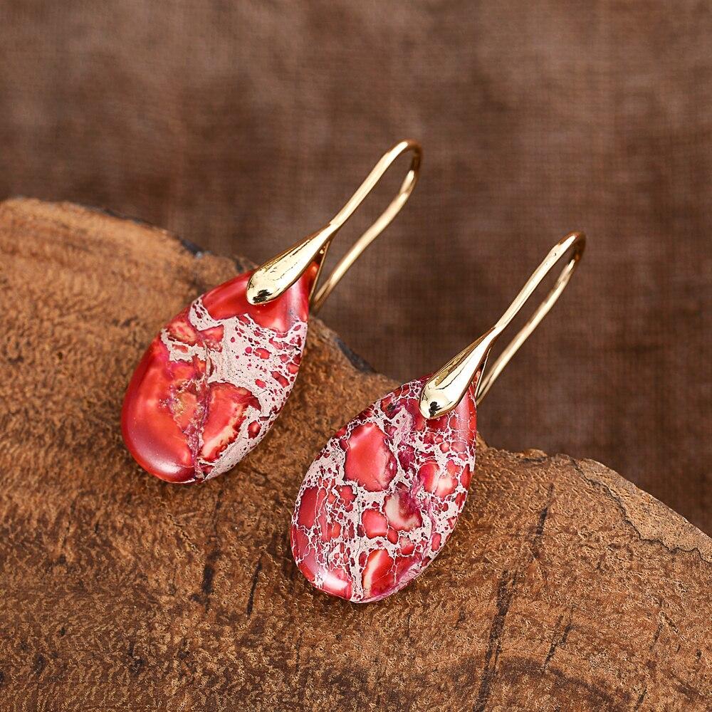 Close-up of Nyssa's Jasper Dream Earrings, unique healing crystal jewelry for women, fashion statement