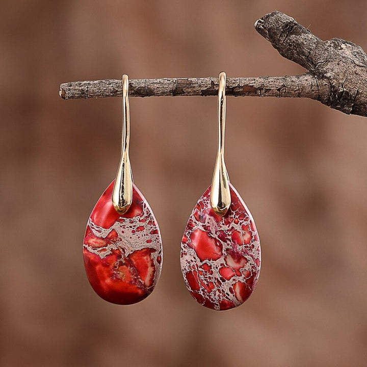 Handmade women's jasper earrings, natural gemstone jewelry, elegant and spiritual fashion accessory