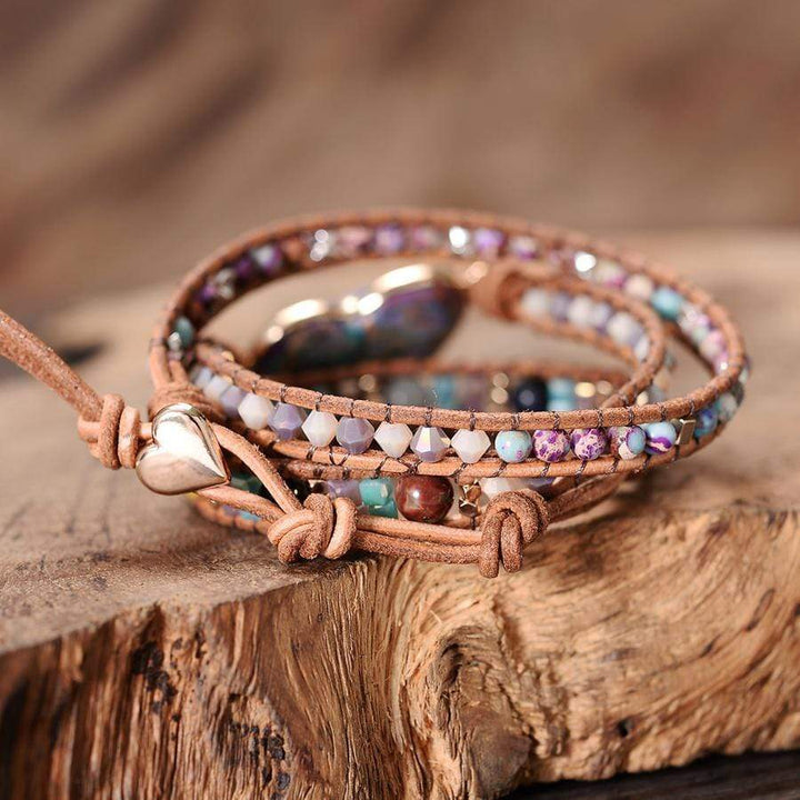 Healing Jasper Heart Wrap Bracelet for women, elegant fashion accessory