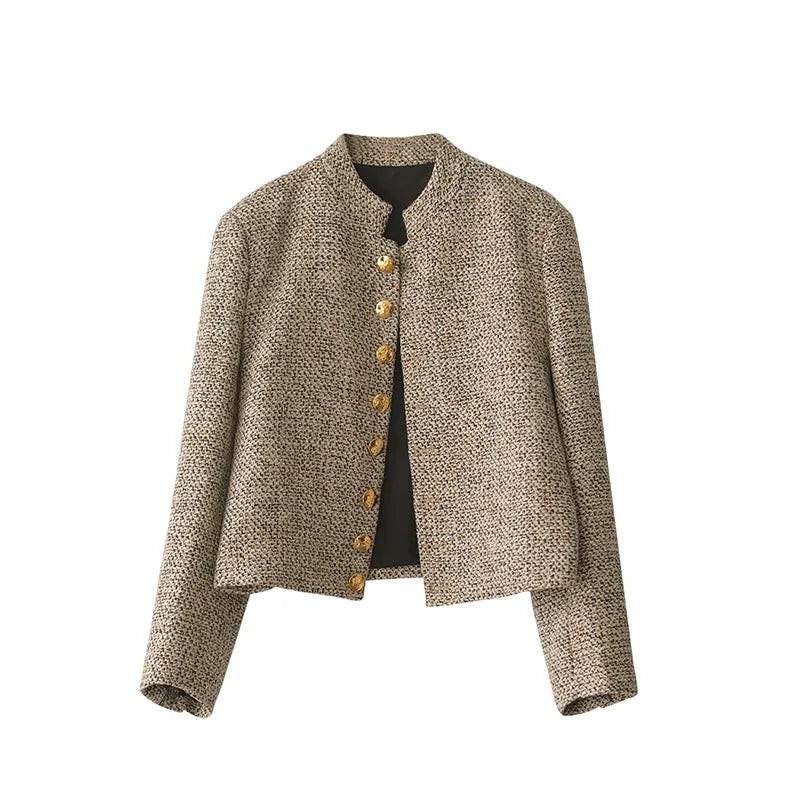Soft knit khaki long sleeve button vest for women, great for versatile casual outfits.