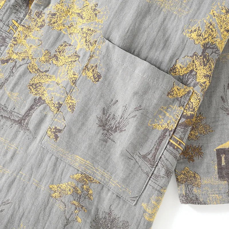 Stylish women's relaxed fit kimono pajama with a unique artistic watercolor print. Ideal home wear.