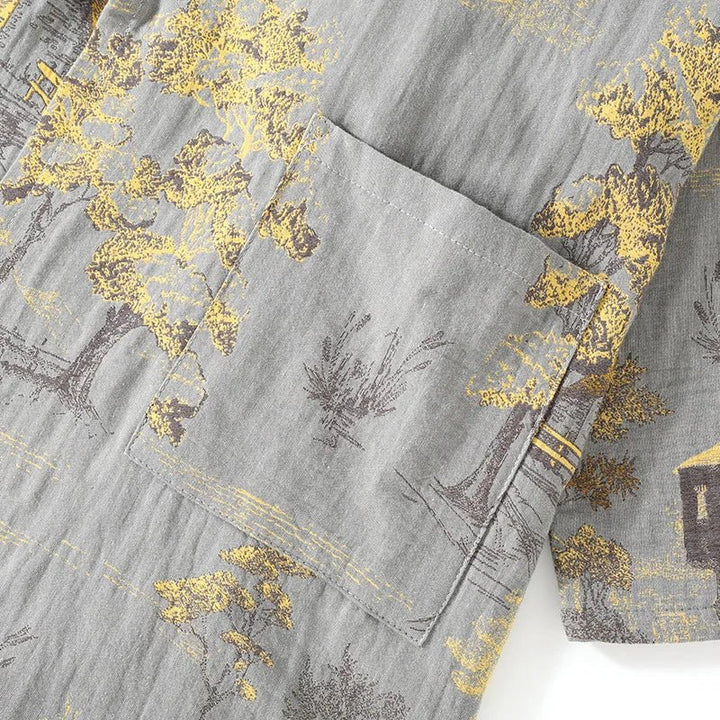 Stylish women's relaxed fit kimono pajama with a unique artistic watercolor print. Ideal home wear.