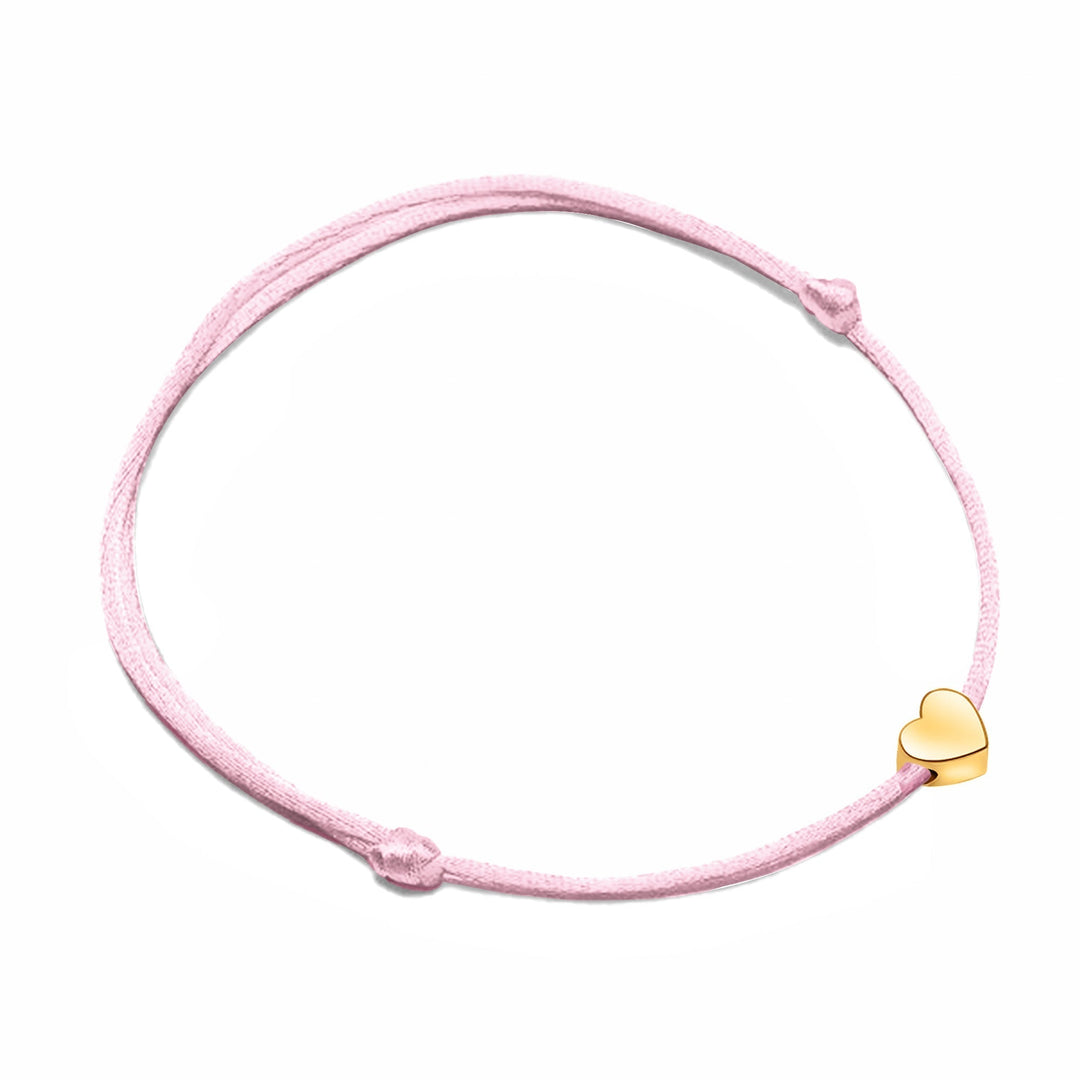 Sweet pink adjustable bracelet with a tiny heart charm, a lovely dainty jewelry gift