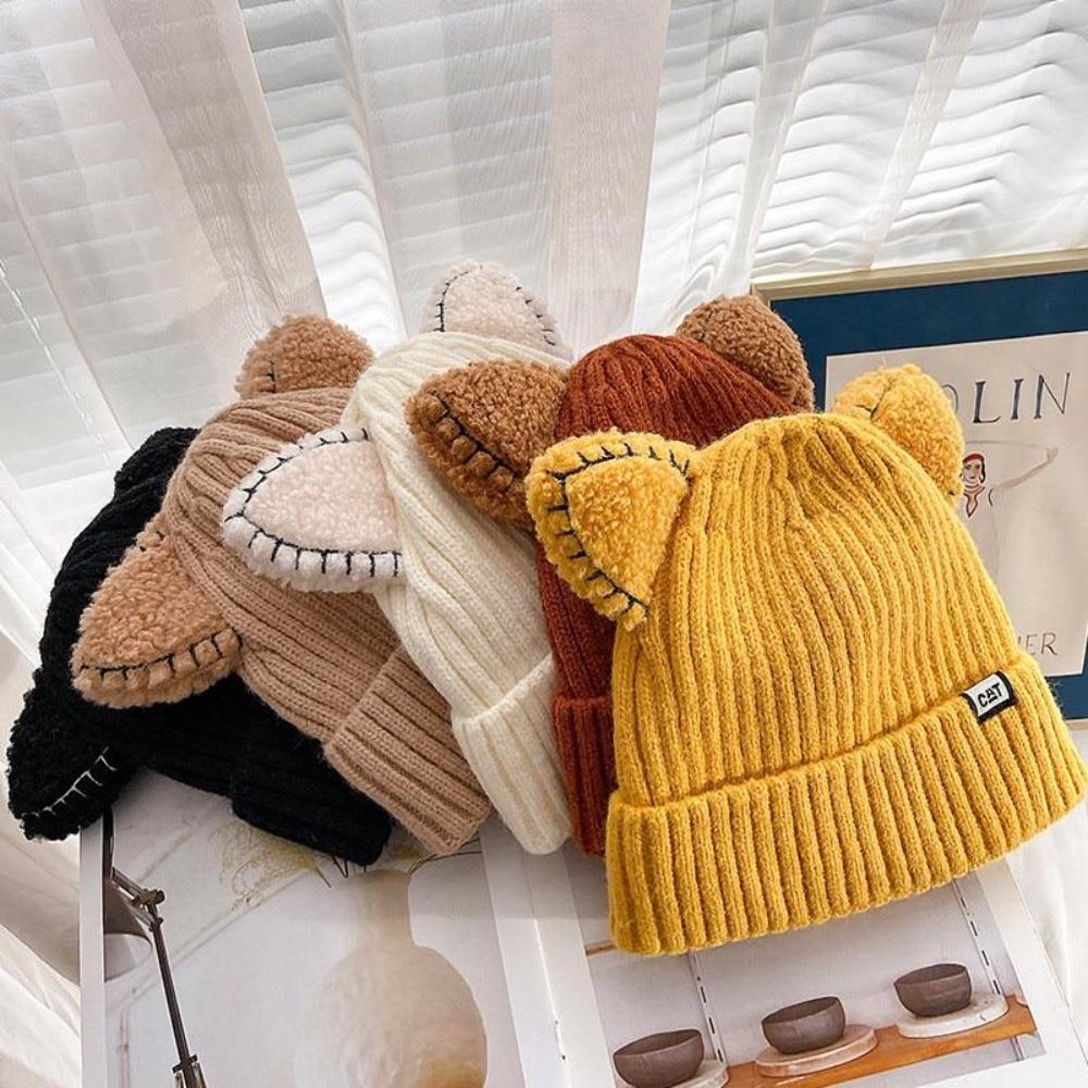 Playful women's cat ear beanie, hand-knitted winter hat, adds a cute touch to outfits