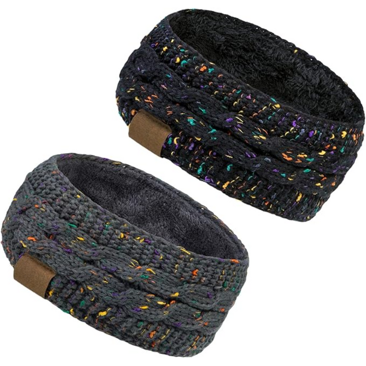 Pink knitted fleece-lined ear warmer headband, a cozy and stylish accessory for women's outdoor wear.