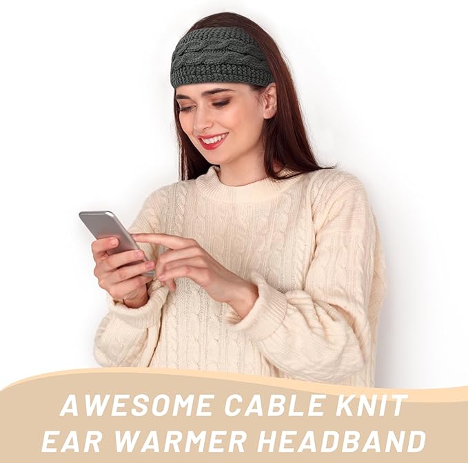 Close-up of a knitted ear warmer headband, cozy fleece lining for women's winter fashion.