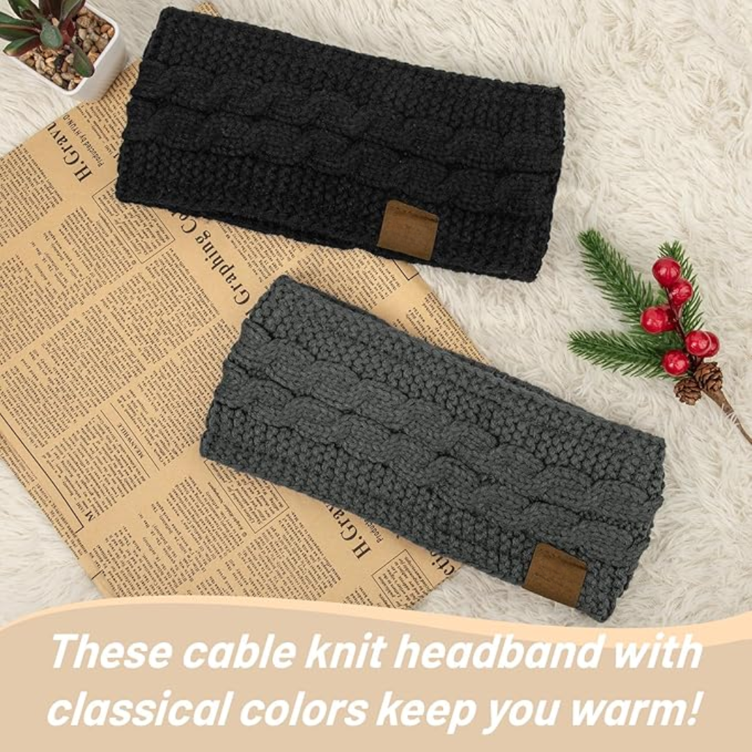 Stretchable knitted ear warmer headband for women, fleece-lined for ultimate warmth and comfort.