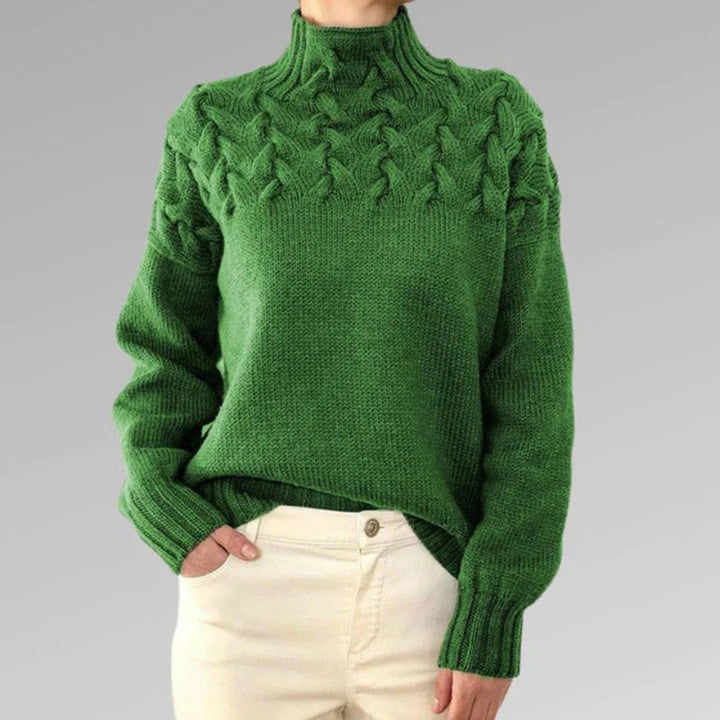 Sophisticated ladies' knitted turtleneck sweater, perfect for chic fall and winter apparel.