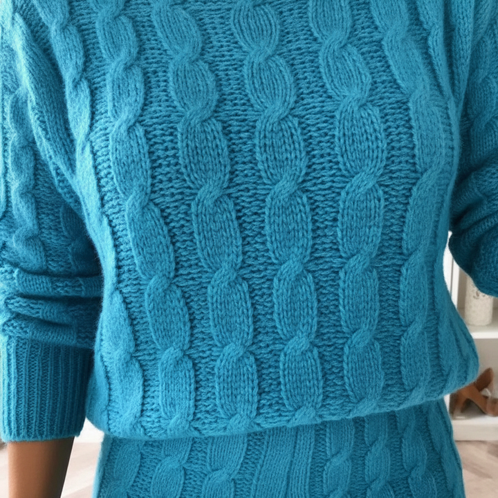 Comfortable knitted two-piece set for women, loungewear ideal for winter outfits