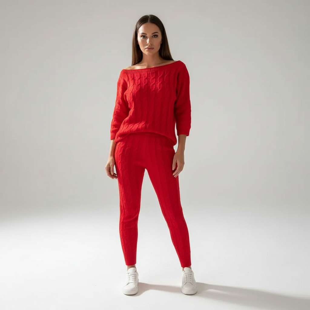Knitted women's tracksuit set, matching two-piece for ultimate comfort and style