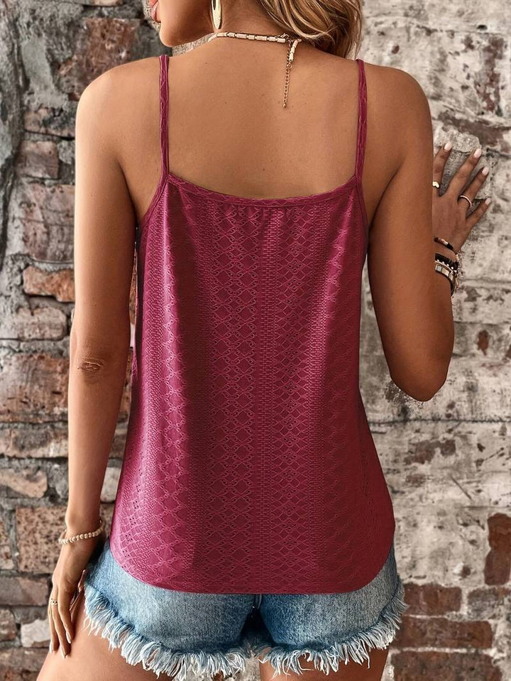 Effortless summer style with this lace trim V-neck cami top for women's fashion.