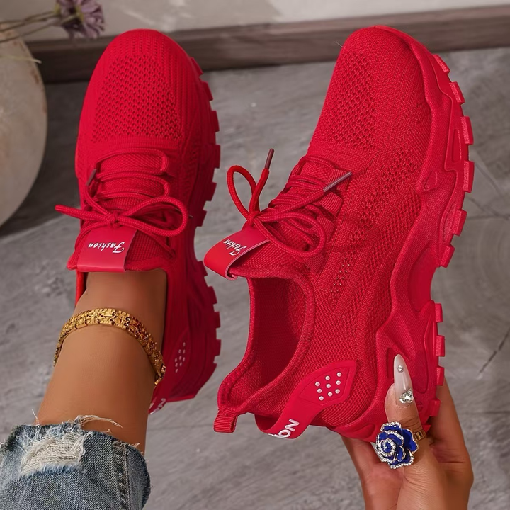 Women's comfortable orthopedic lace-up sneakers, providing superior foot support for all-day wear.