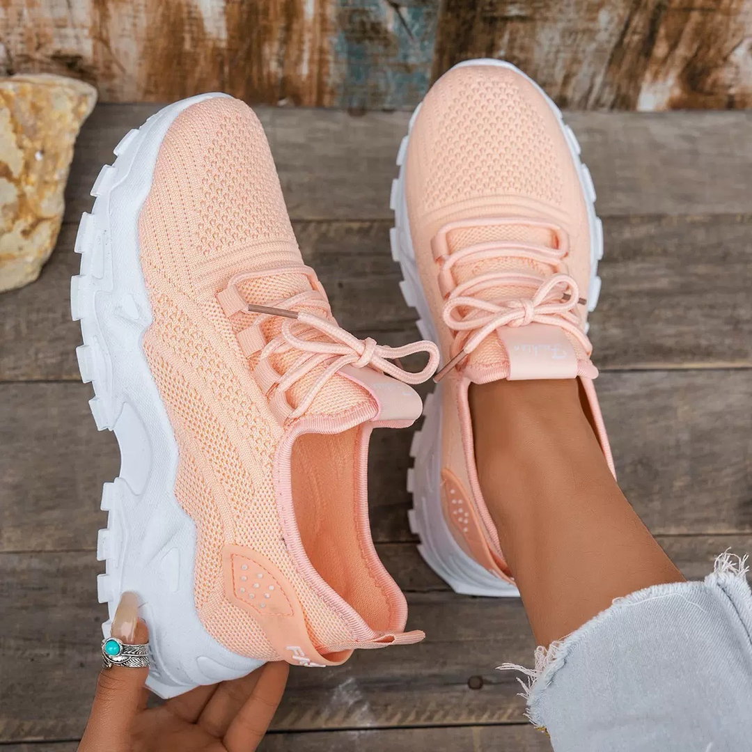 Stylish women's orthopedic lace-up sneakers, engineered for comfort, support & daily walking.