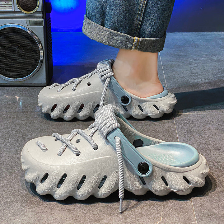 Women's Laced Clogs, combining comfort, style, & a lightweight design. Adjustable slip-on shoes for summer.