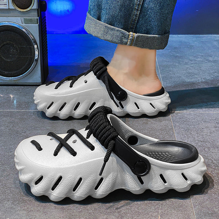 Trendy women's laced clogs. Adjustable, comfortable, & lightweight for effortless casual summer footwear.