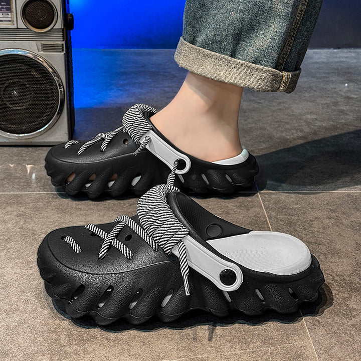 Stylish laced clogs for women. Comfortable, adjustable fit, & lightweight for versatile summer wear.