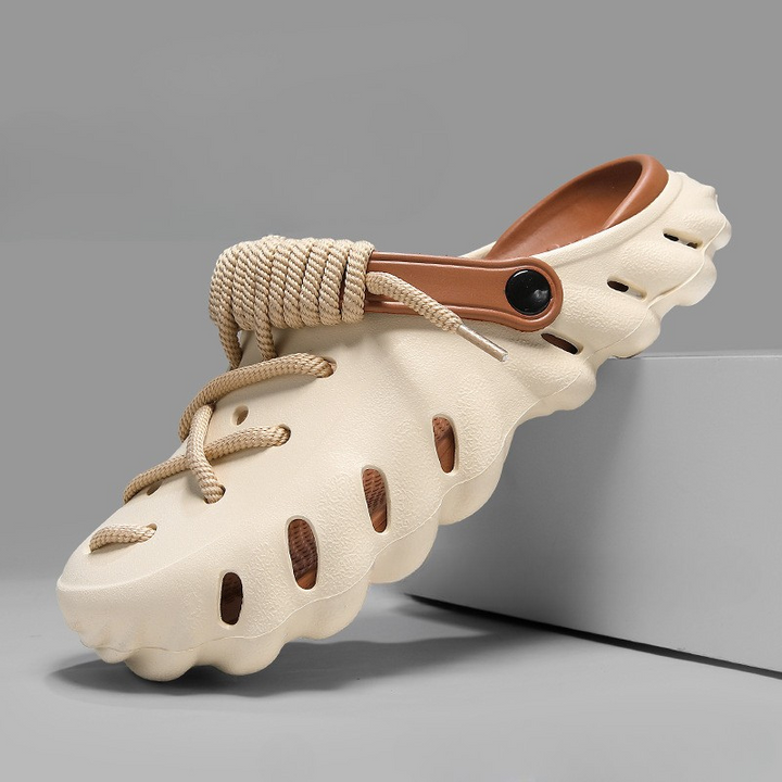 Lightweight women's laced clogs with an adjustable fit. Comfortable water-friendly slip-on shoes for everyday.