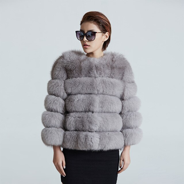 Close-up of the luxurious plush texture on the Lana women's warm winter coat, ideal for elegant seasonal wear.