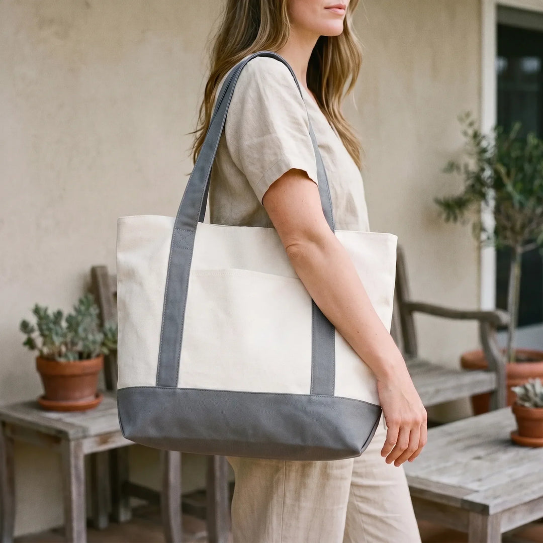 Women's large multi-color zip tote bag for carrying daily essentials, perfect for everyday use.