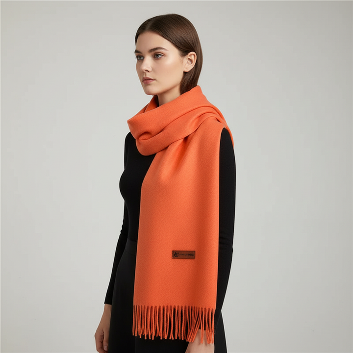 Fashionable women's colorful cashmere feel scarf, ideal for cold weather elegance.