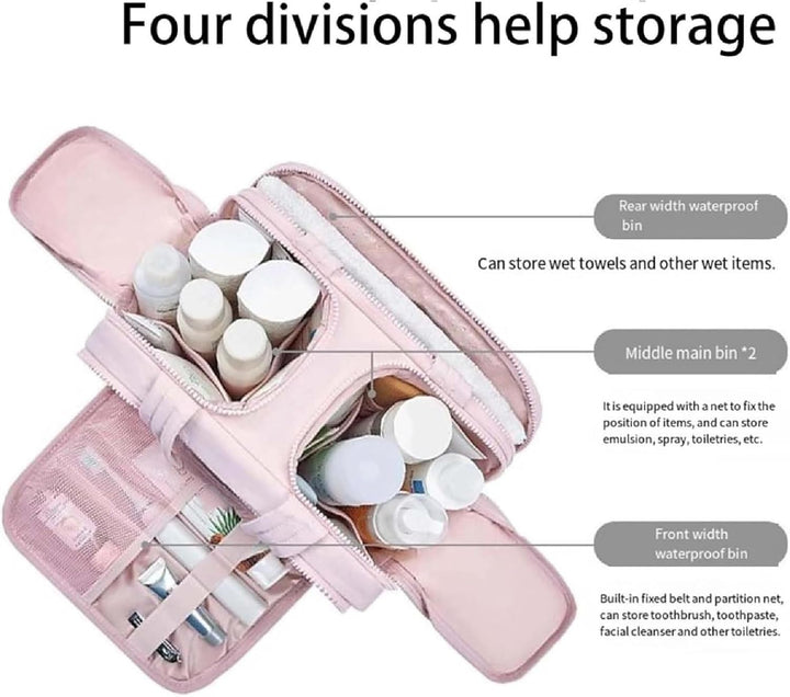 Waterproof makeup organizer bag, large capacity for women's toiletries and travel essentials