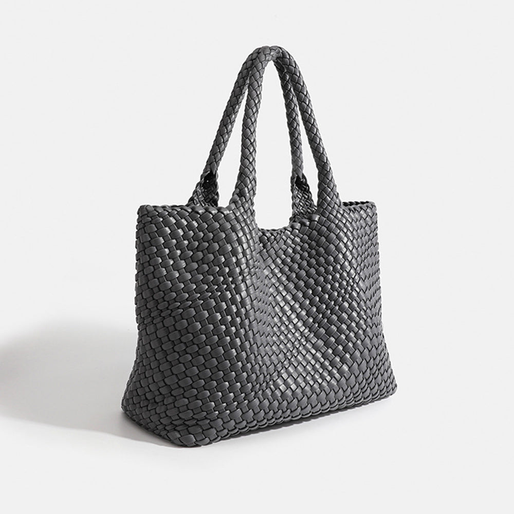 Handy women's large woven tote, a versatile shoulder bag and elegant daily carryall.