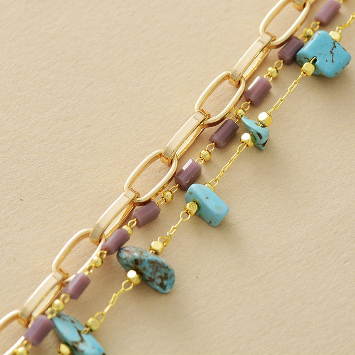 Gelaagde Armband Isabelle, a unique women's bracelet featuring genuine turquoise and opal.