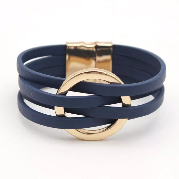 Trendy women's multi-strand leather wrap bracelet with boho style, perfect layered jewelry gift.