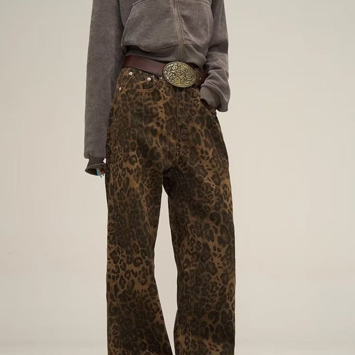 Stylish women's Layla leopard print jeans. Fashionable ankle-length, bold style for casual wear or a night out.