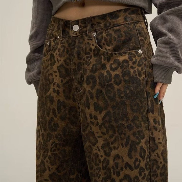 Comfortable women's Layla leopard print jeans. Trendy ankle-length fashion jeans, perfect for a bold casual or night out look.