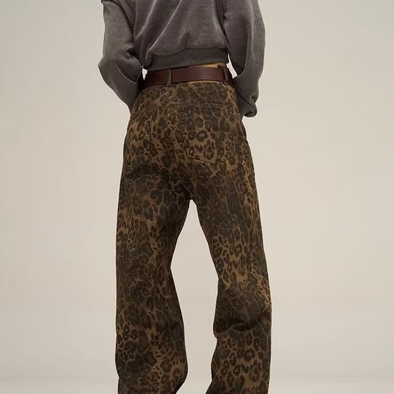 Trendy women's Layla leopard print jeans. Bold statement fashion jeans, ankle-length, great for casual wear or night out.