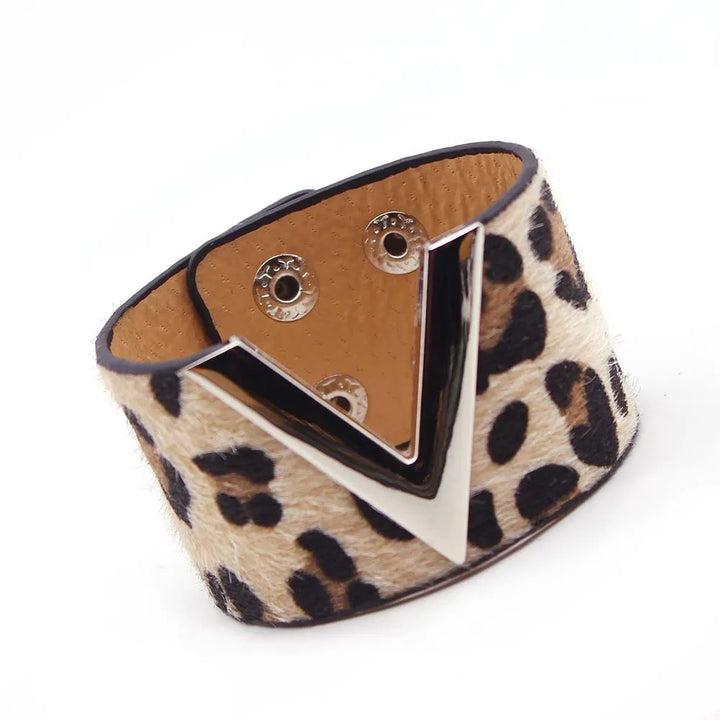 Women's leather leopard print wrap bracelet, fashion accessory