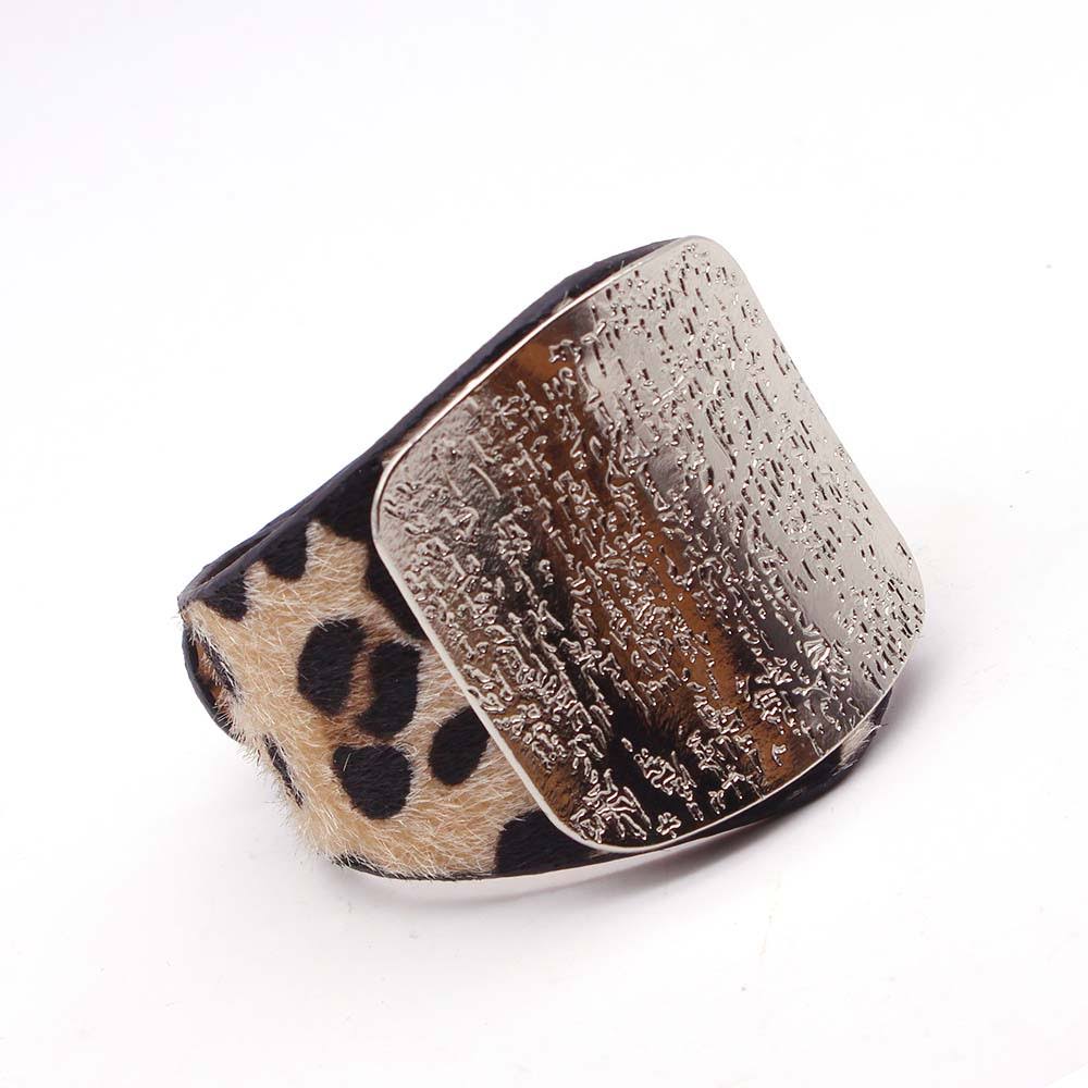 Leopard print leather bracelet, a stylish women's jewelry statement piece
