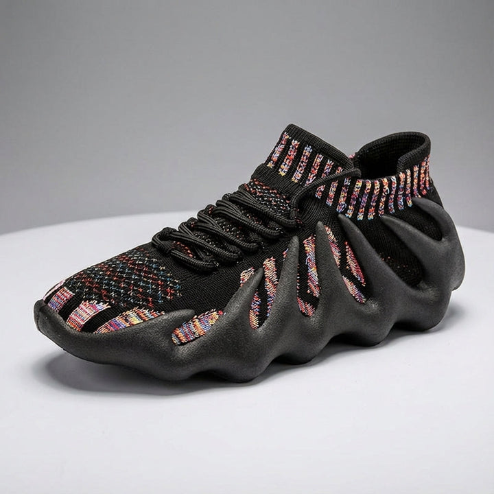 Close-up of women's mesh walking shoes showing breathable footwear design