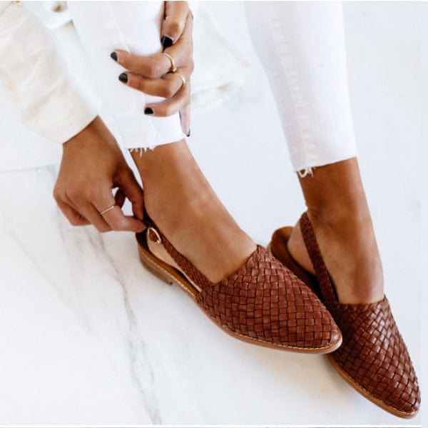 Women's Lia braided leather summer sandals with slingback for stylish comfort and warm weather.