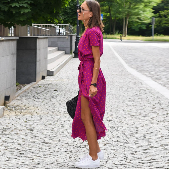Effortless women's lightweight summer dress. Perfect casual beachwear or a comfortable vacation outfit.
