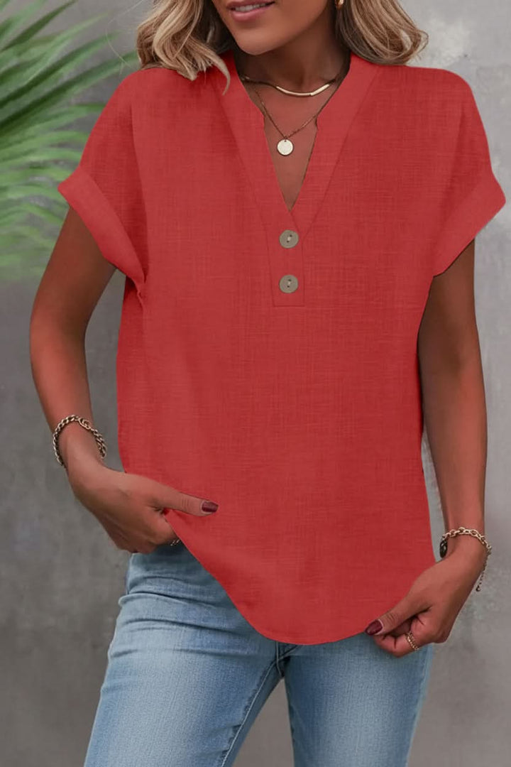 Fashionable women's button-detail shirt, a breathable and lightweight top for versatile style.