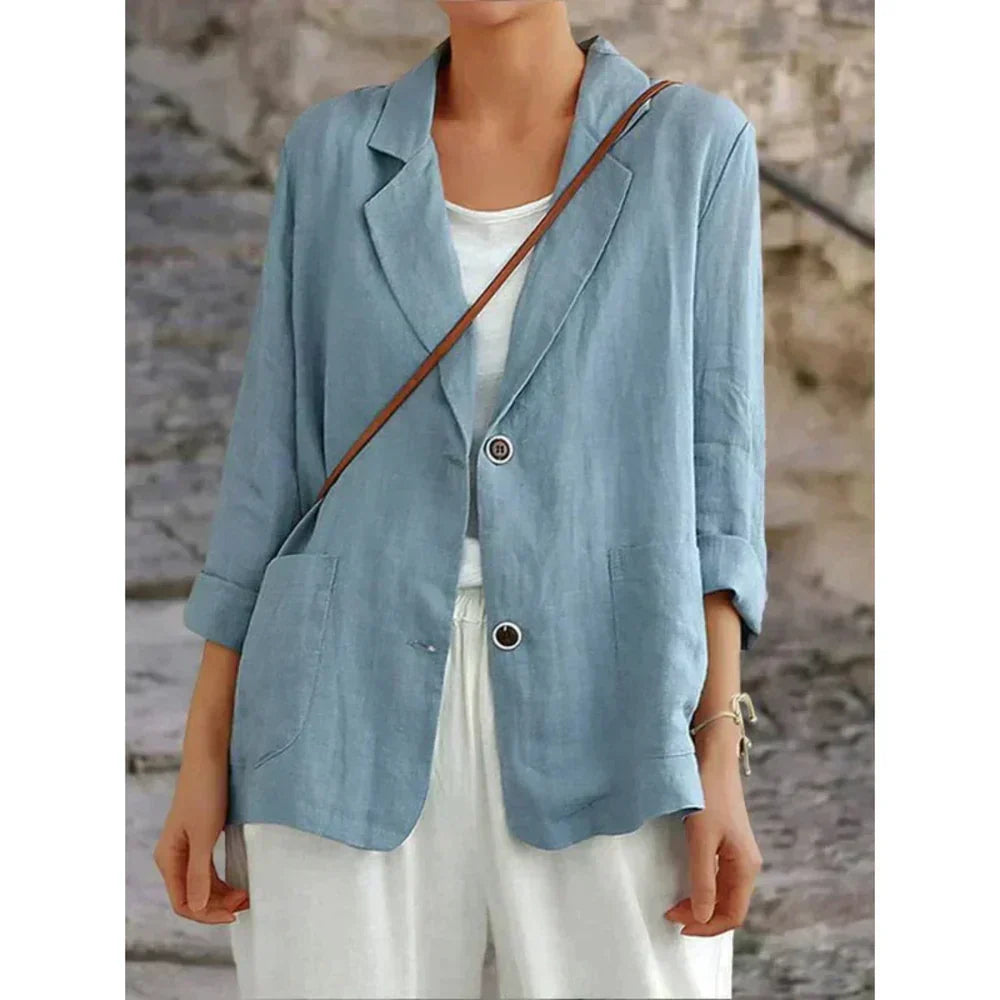 Relaxed fit women's lightweight button-up cardigan. Ideal for spring and summer fashion. Soft and comfortable layering.