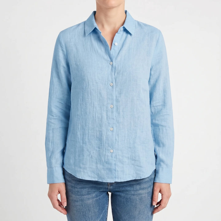 Easy-to-wear women's lightweight summer shirt, a comfortable long-sleeve button-down blouse.