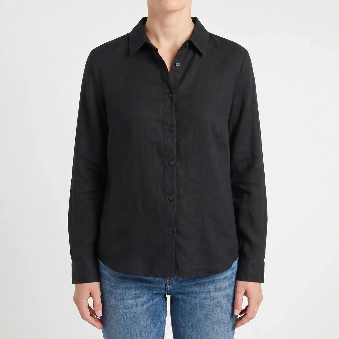 Elegant yet casual women's summer blouse, a comfortable, lightweight, long-sleeve top.