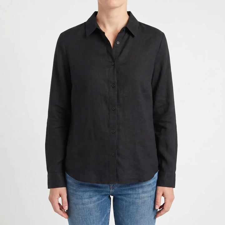 Elegant yet casual women's summer blouse, a comfortable, lightweight, long-sleeve top.