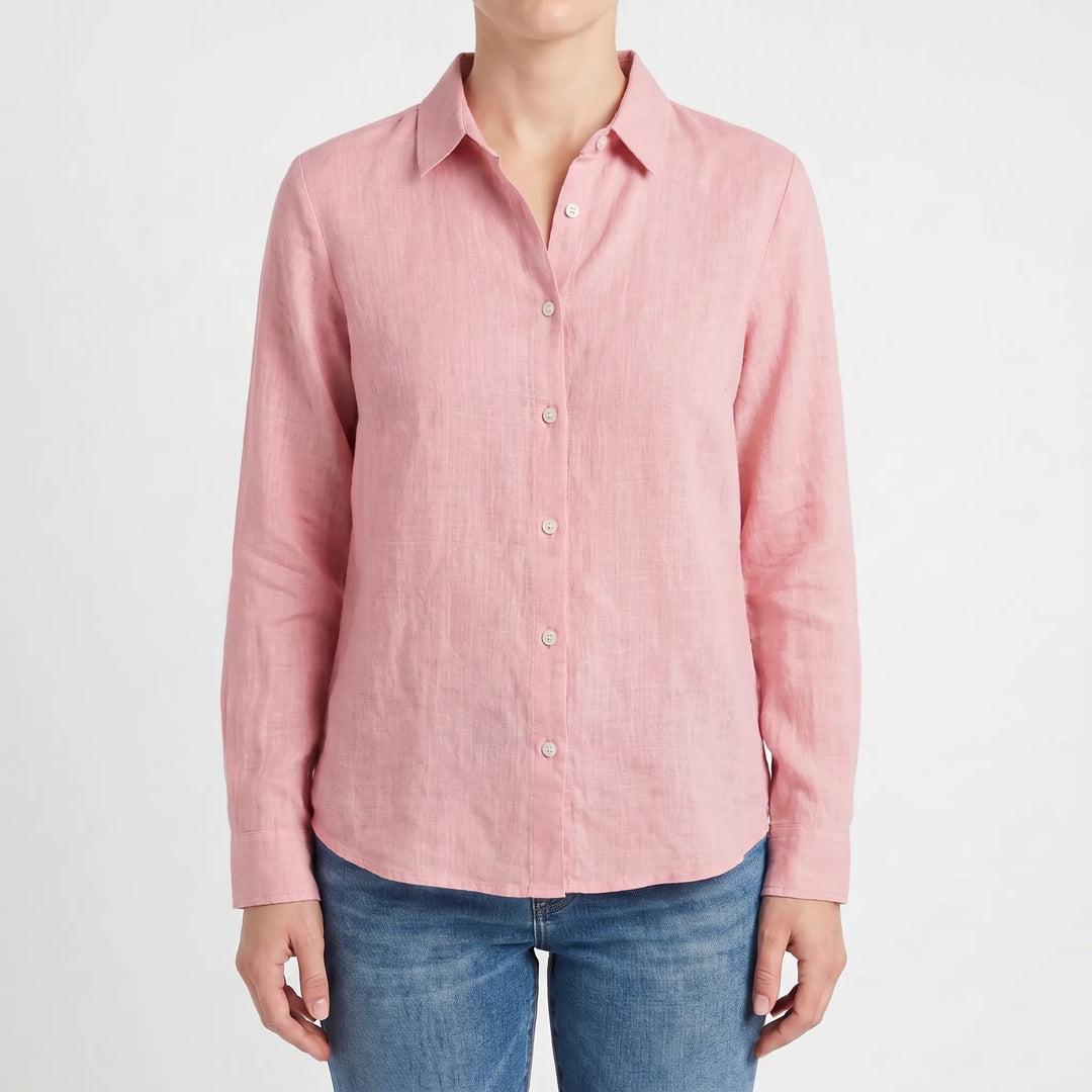 Ladies' lightweight summer top, a stylish button-down blouse for spring & casual wear.
